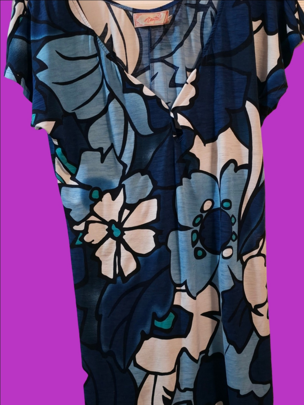 4/$67 Deal! Vintage Blue Floral Mini Dress - Navy & Sky